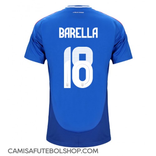 Camisa de time de futebol Itália Nicolo Barella #18 Replicas 1º Equipamento Europeu 2024 Manga Curta